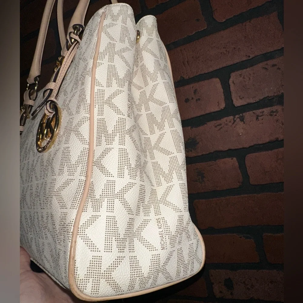 Michael Kors Cream and Tan Logo Tote